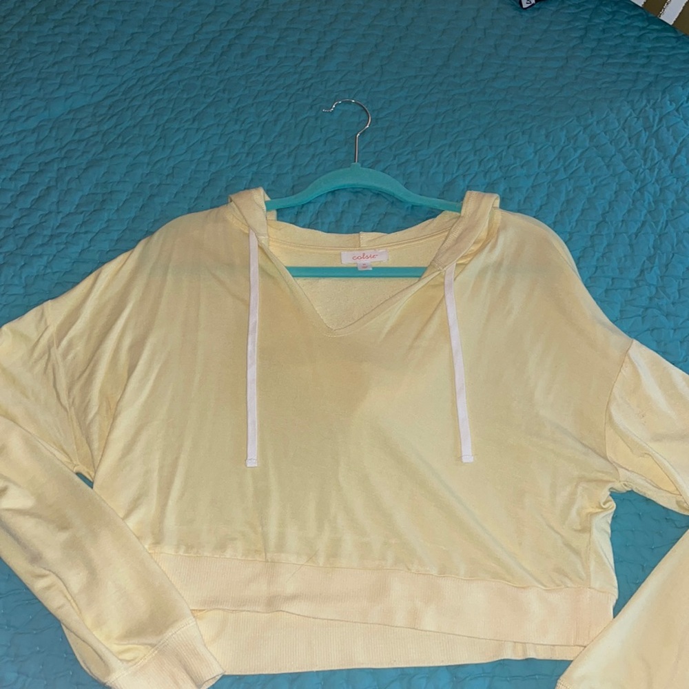 cropped yellow hoodie